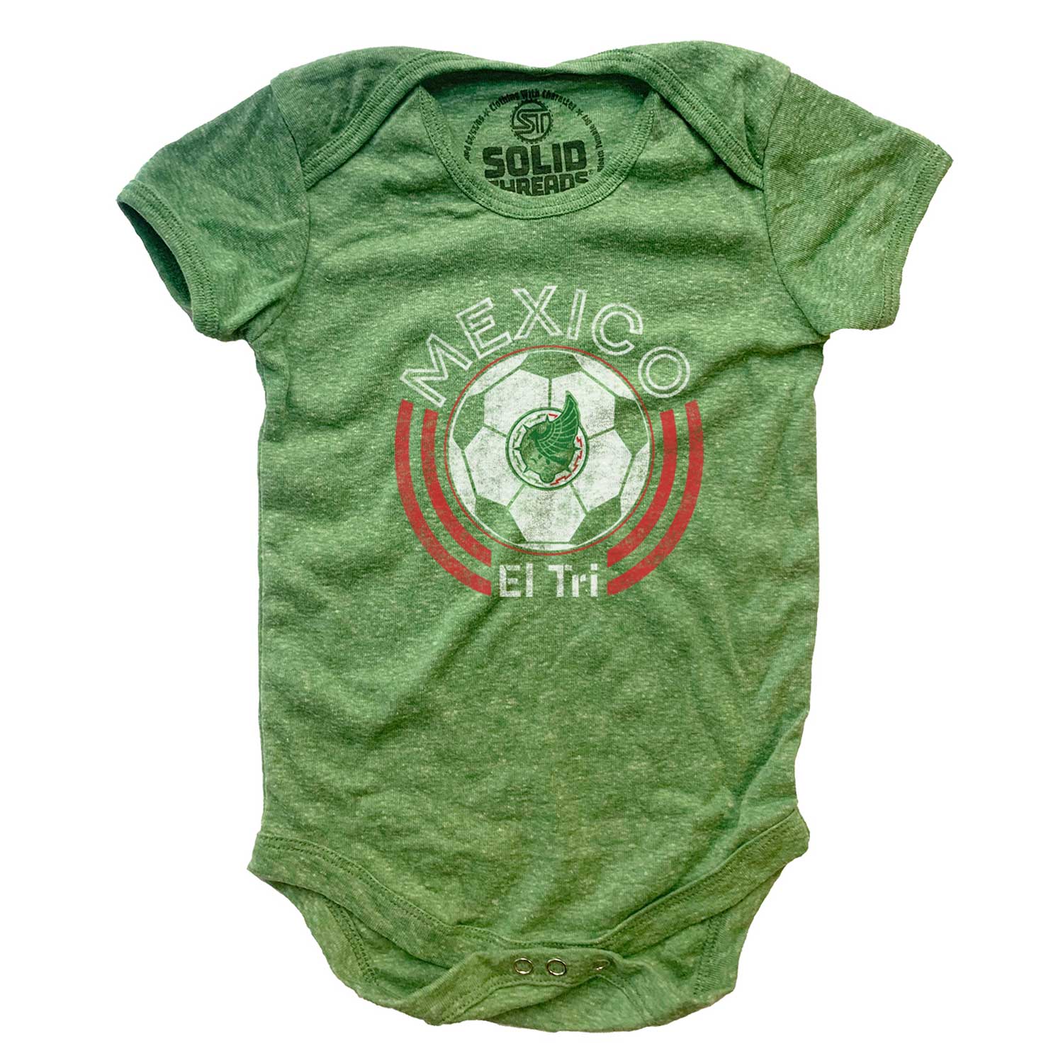 Baby Mexico National Soccer Team Cool FIFA Graphic One Piece | Retro Football Romper | Solid Threads