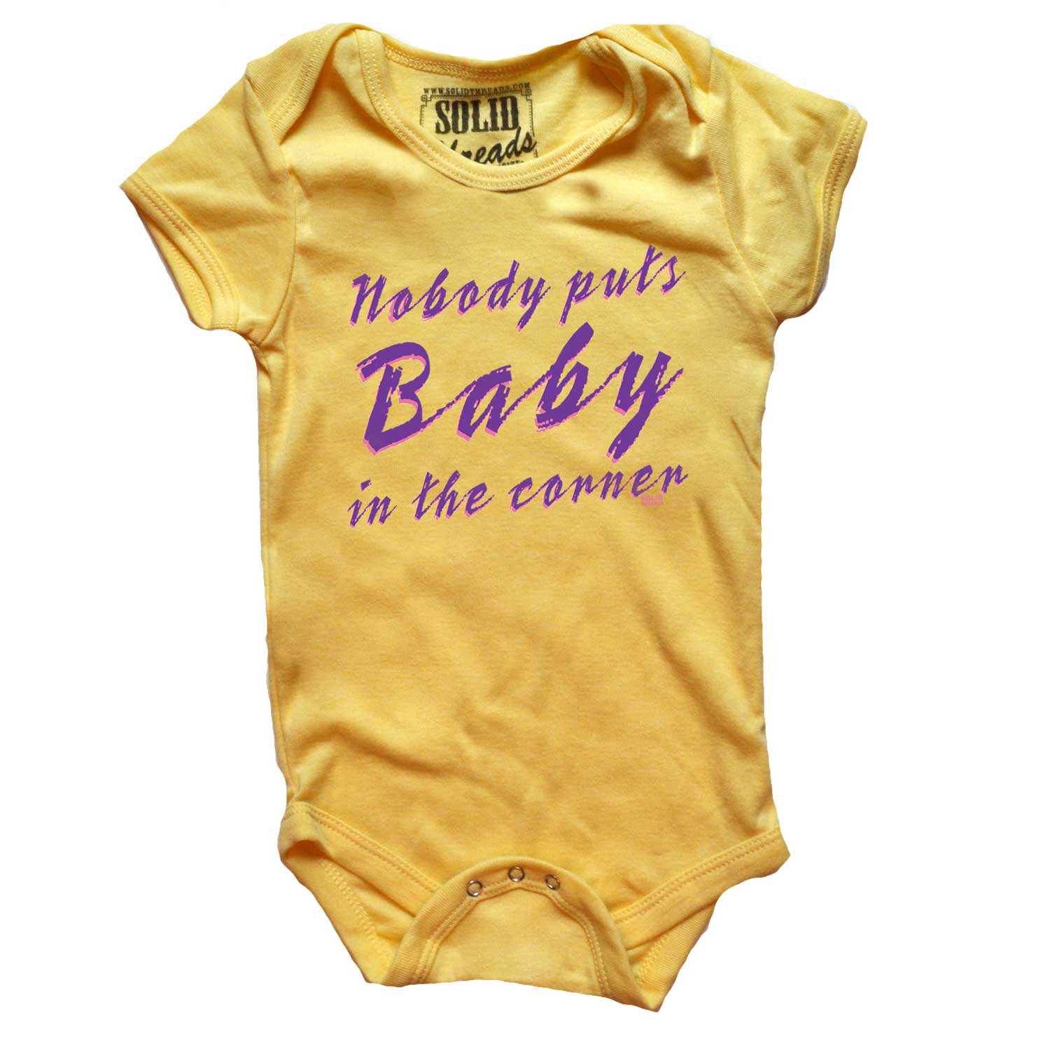 Baby Nobody Puts Baby in Corner Retro Graphic One Piece | Cute Dirty Dancing Romper | Solid Threads