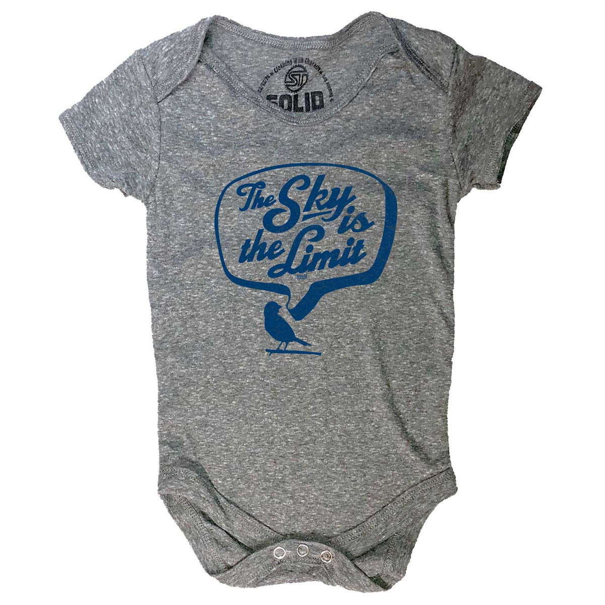 Baby The Sky is the Limit Cool Optimism Graphic Onesie | Retro Bird Watching Romper | Solid Threads