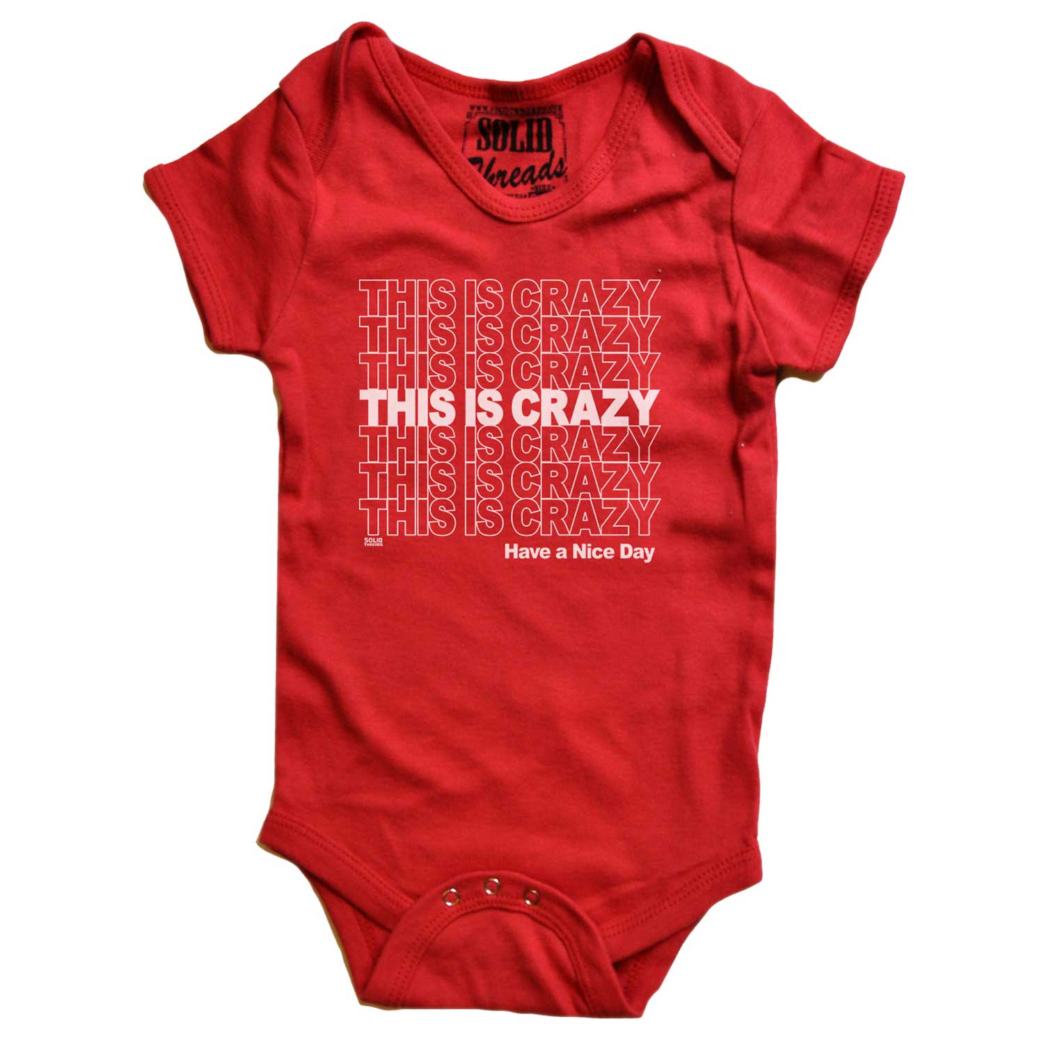 Cute Baby This is Crazy 80s Movie Graphic One Piece | Funny National Lampoon Romper | Solid Threads