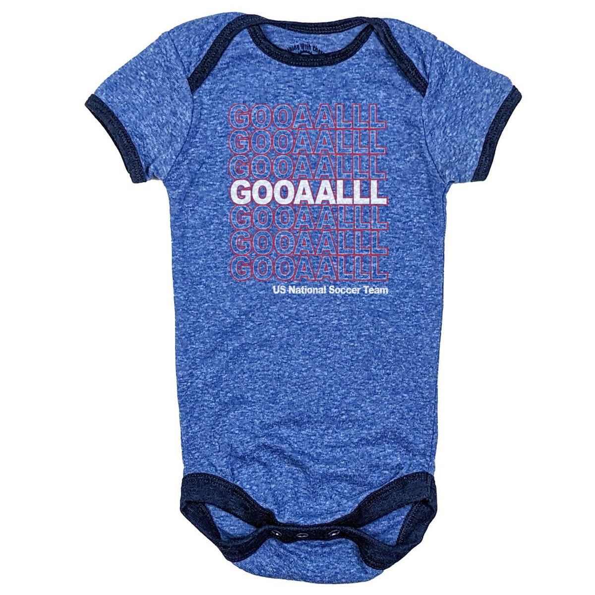 Baby US Soccer Gooaalll Cool World Cup Graphic One Piece | Retro FIFA Romper | Solid Threads