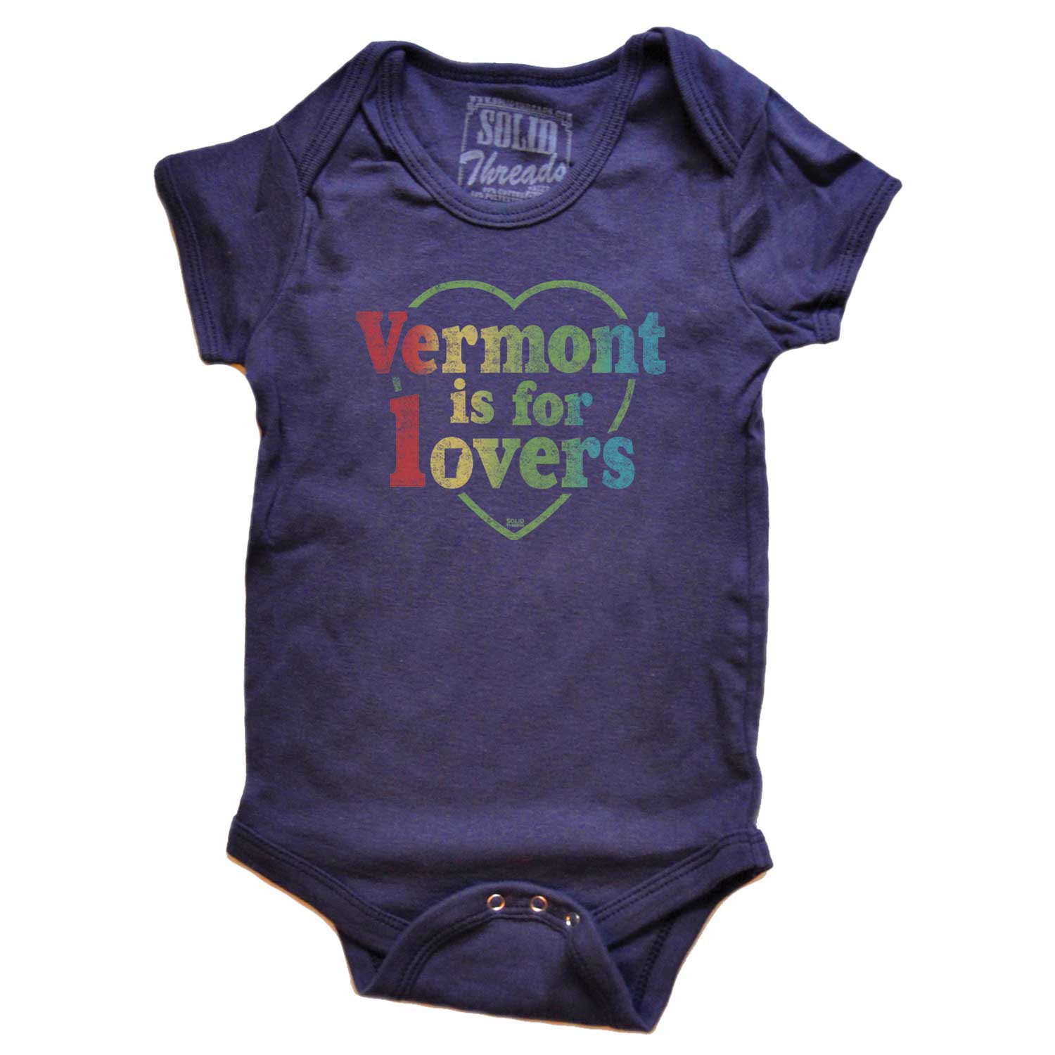 Baby Vermont is for Lovers Retro Graphic One Piece | Cute Green Mountains Romper | Solid Threads
