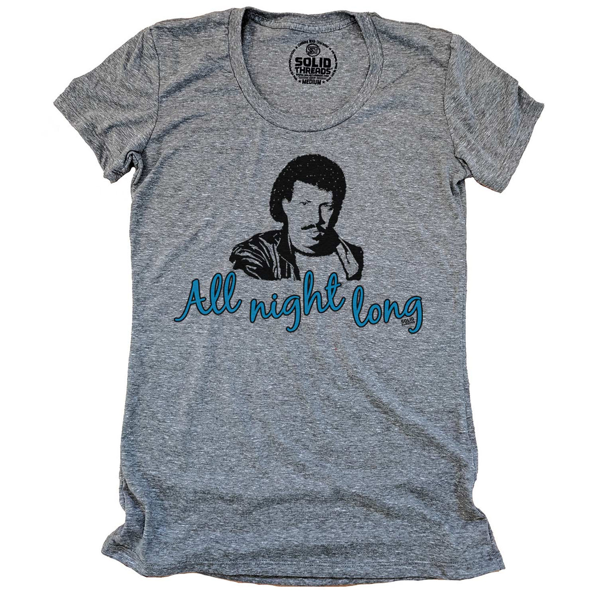 Women&#39;s All Night Long Vintage 80s Music Graphic Tee | Funny Lionel Richie T-Shirt | Solid Threads