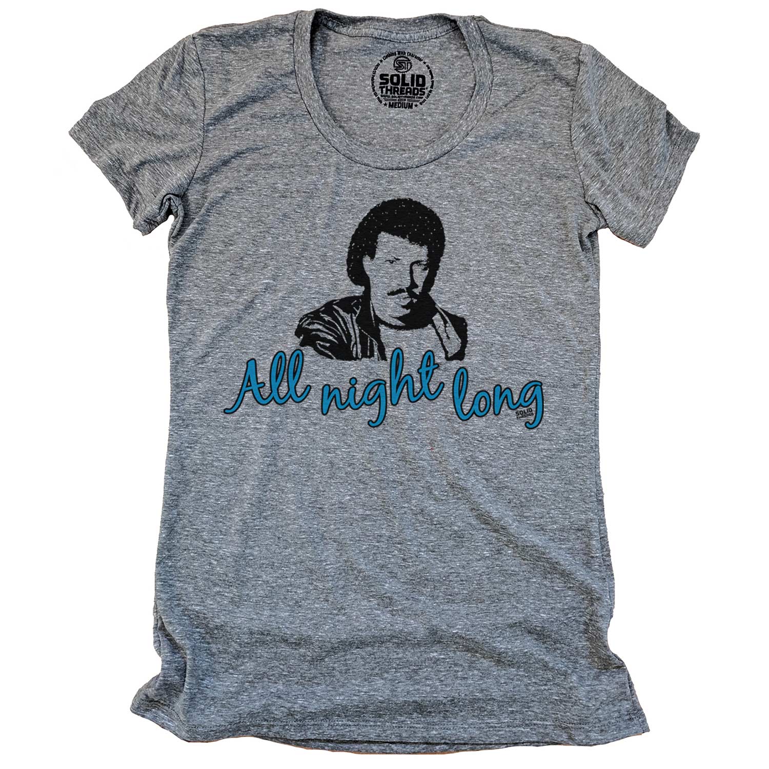 Women's All Night Long Vintage 80s Music Graphic Tee | Funny Lionel Richie T-Shirt | Solid Threads