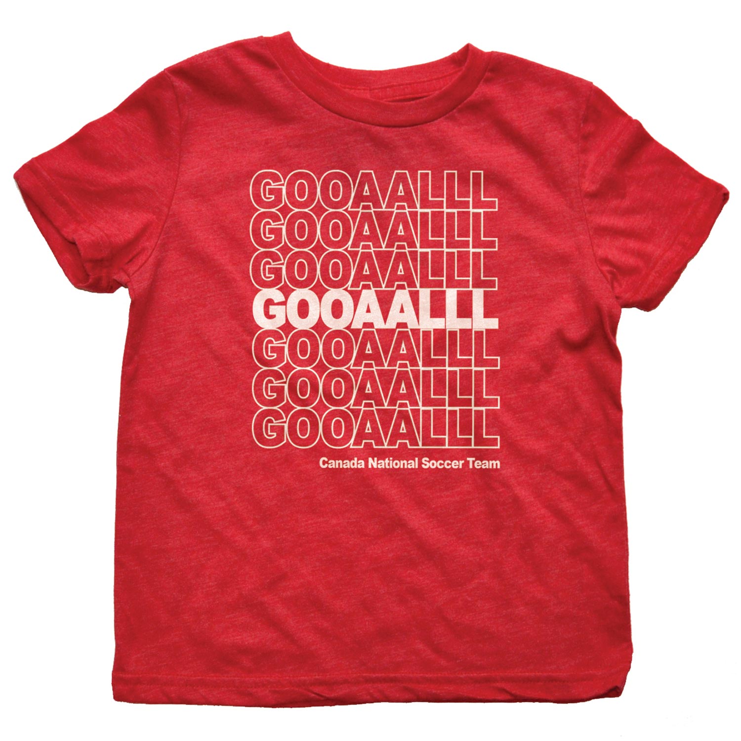 Kids Canada Soccer Gooaalll Cool Graphic T-Shirt | Cute Retro FIFA World Cup Tee | Solid Threads