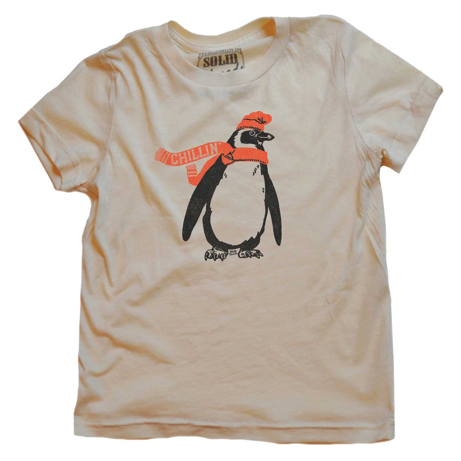 Kids Chillin Cool Christmas Spirit Graphic T-Shirt | Retro Cute Penguin Tee | Solid Threads