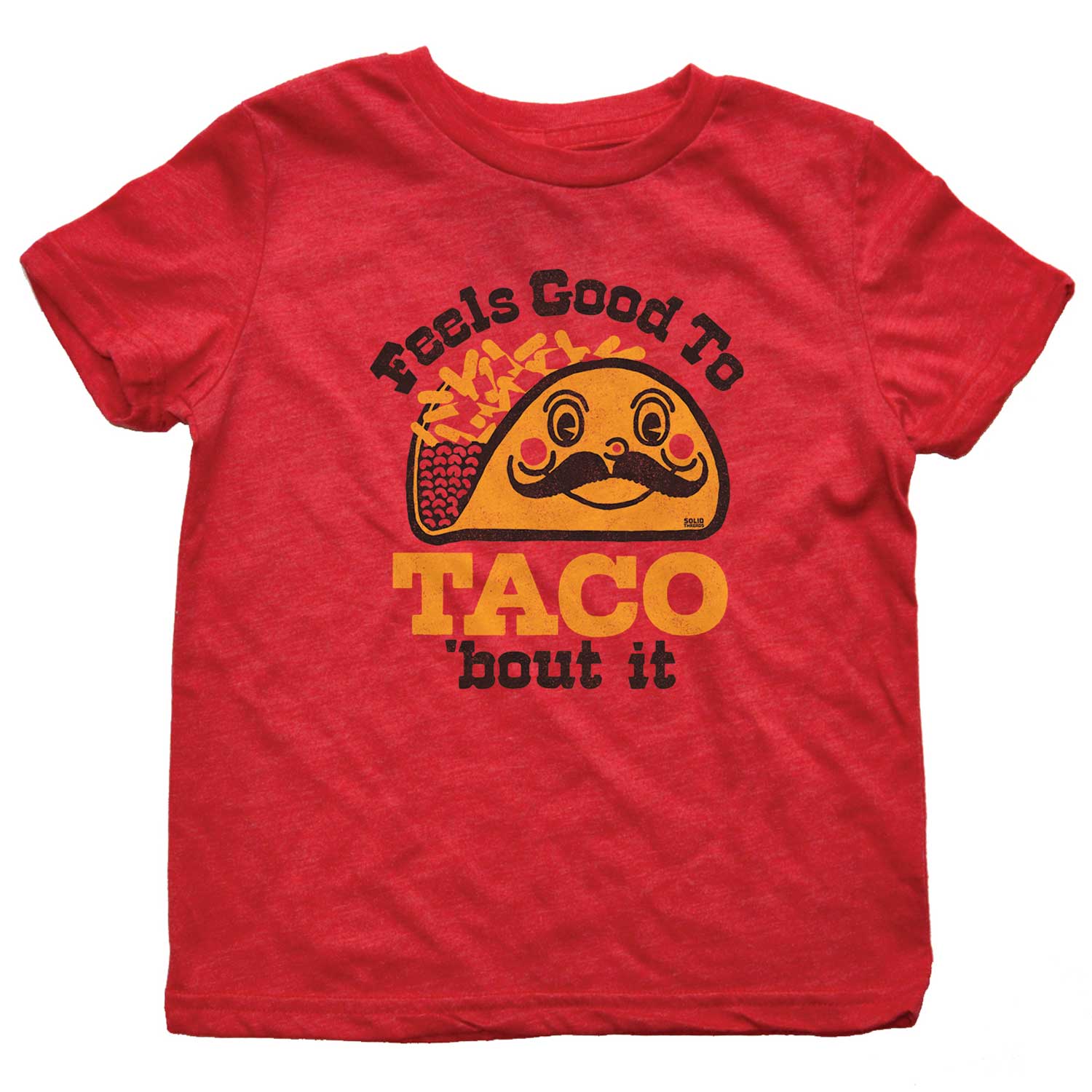 Kid's Feels Good to Taco Bout It Retro Graphic Tee | Funny Food T-shirt for Youth | Solid Threads