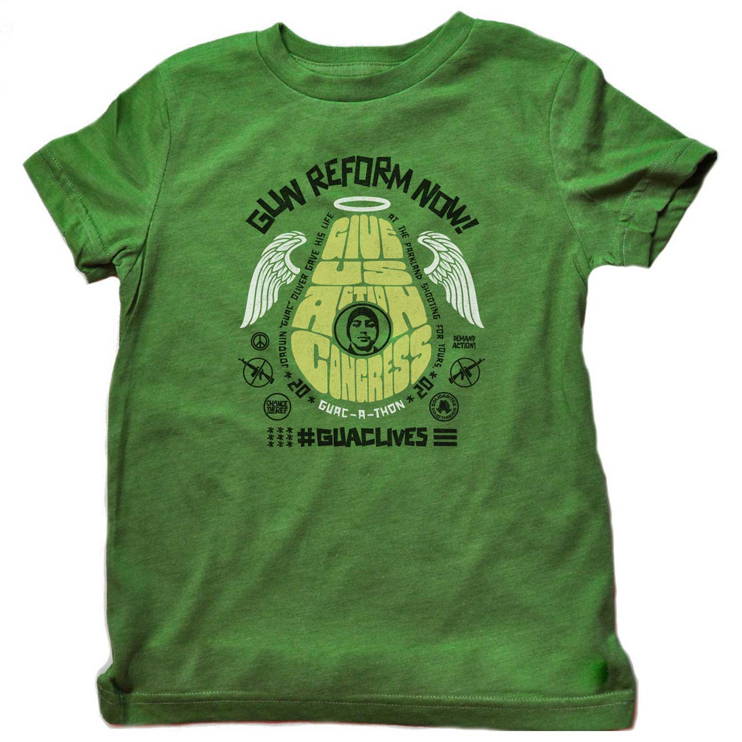 Kid's Guac live give us action congress vintage inspired gun reform tee shirt with cool retro protest graphic | #GUAClives in SolidariTEE with Change The Ref