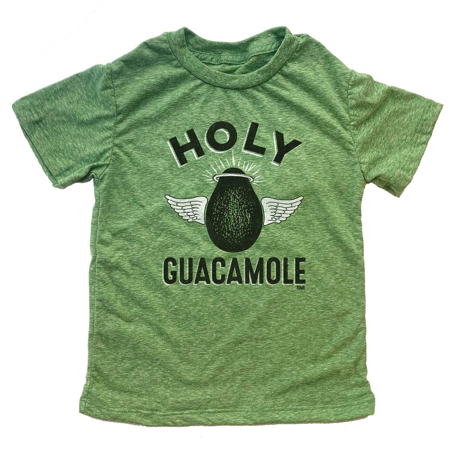 Kid's Holy Guacamole Retro Foodie Graphic Tee | Funny Avocado T-shirt for Youth | Solid Threads