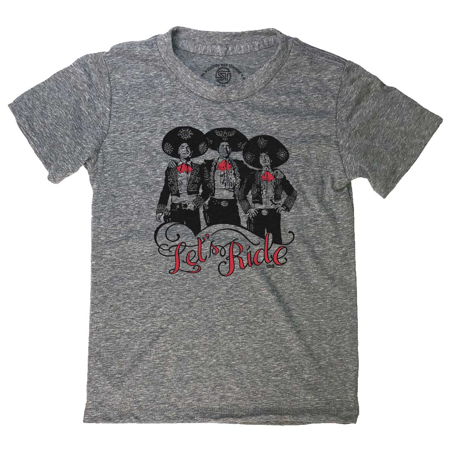 Kid's Let's Ride Retro 80s Movie Graphic Tee | Cute Three Amigos T-shirt for Youth | Solid Threads