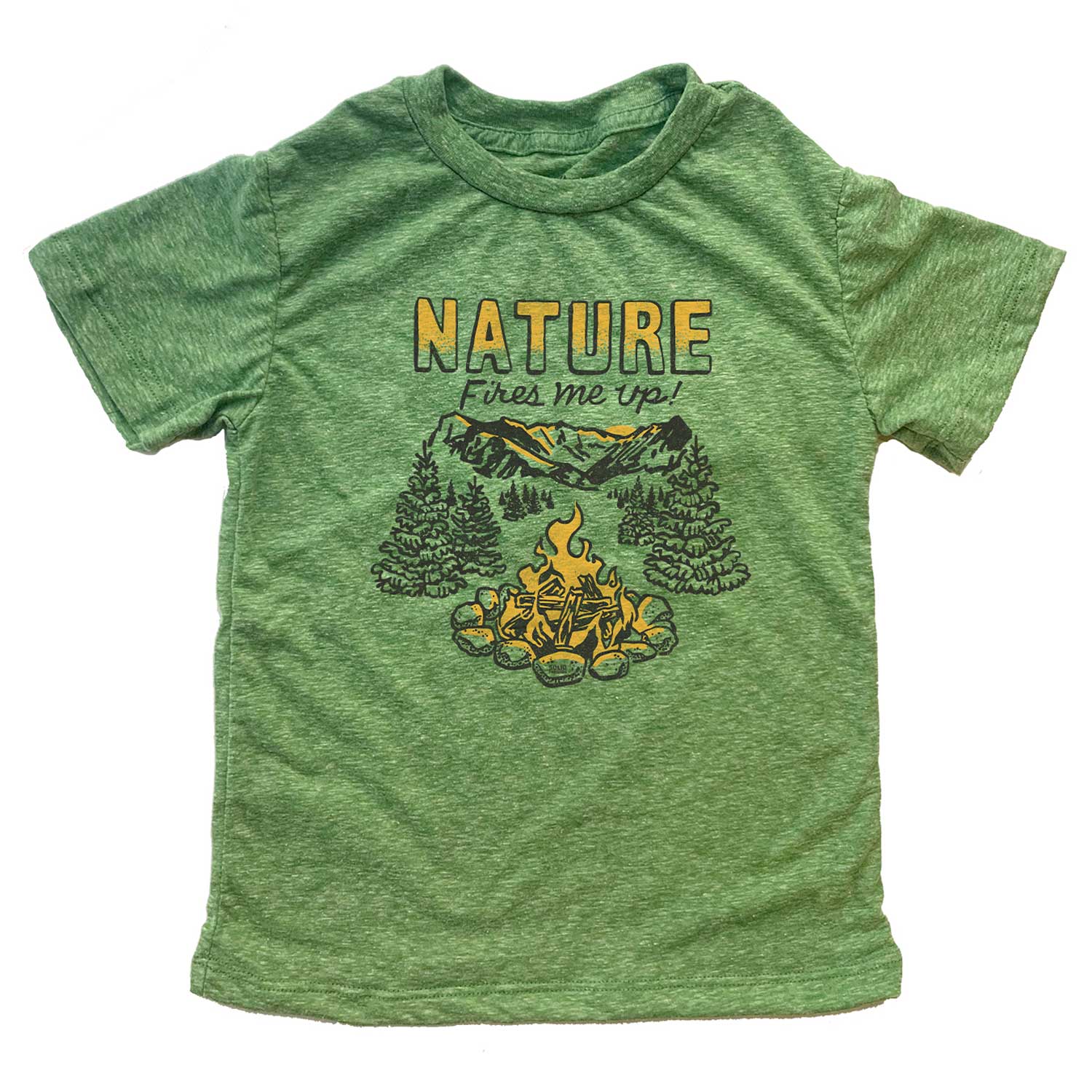 Kid's Nature Fires Me Up Retro Nature Graphic Tee | Funny Camping T-shirt for Youth | Solid Threads