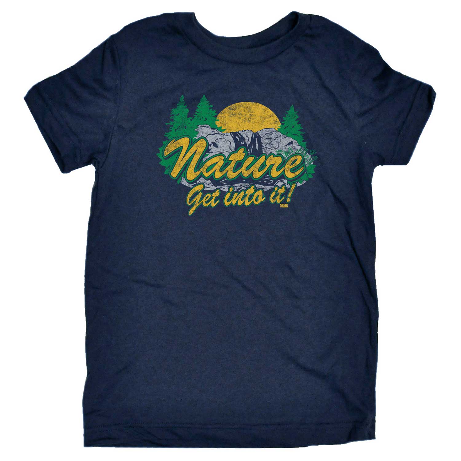 Kids Nature Get Into It Cool Hiking Graphic T-Shirt | Cute Retro Outdoorsy Tee | Solid Threads