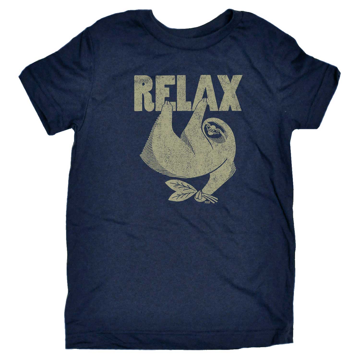 Kids Relax Sloth Retro Mindfulness Graphic T-Shirt | Cute Funny Animal Tee | Solid Threads