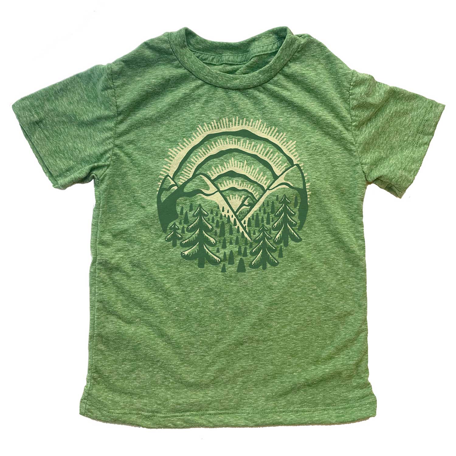 Cute Kid's Sunset Hippie Nature Graphic Tee | Retro Artistic Mountains Kid's T-Shirt | Solid Threads