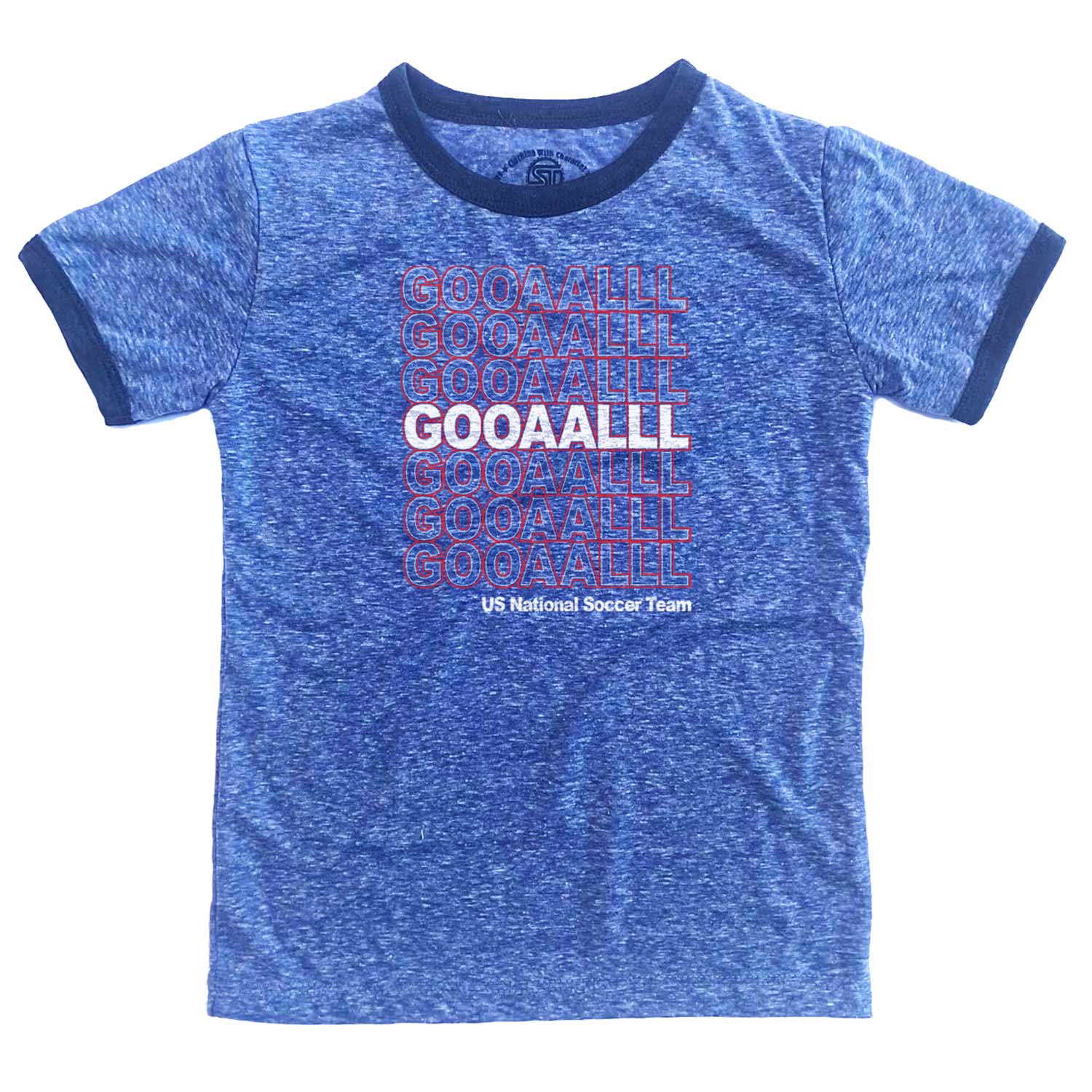Kids US Soccer Gooaalll Cool World Cup Graphic T-Shirt | Cute Retro FIFA Tee | Solid Threads