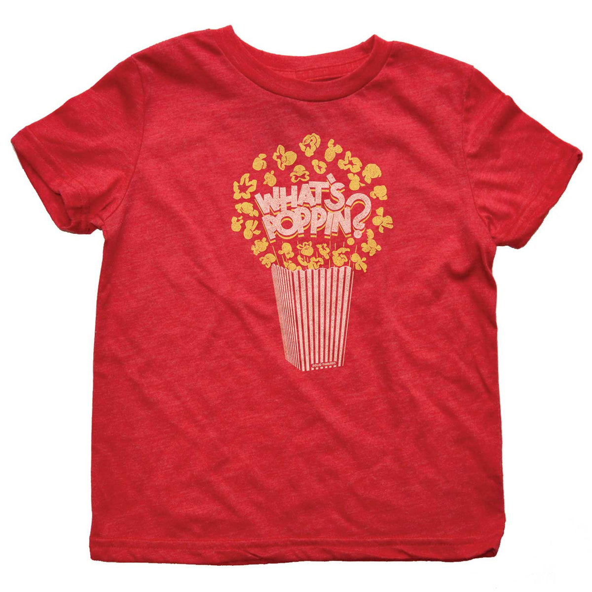 Kids What&#39;s Poppin Funny Carnival Food Graphic T-Shirt | Cute Retro Snack Tee | Solid Threads