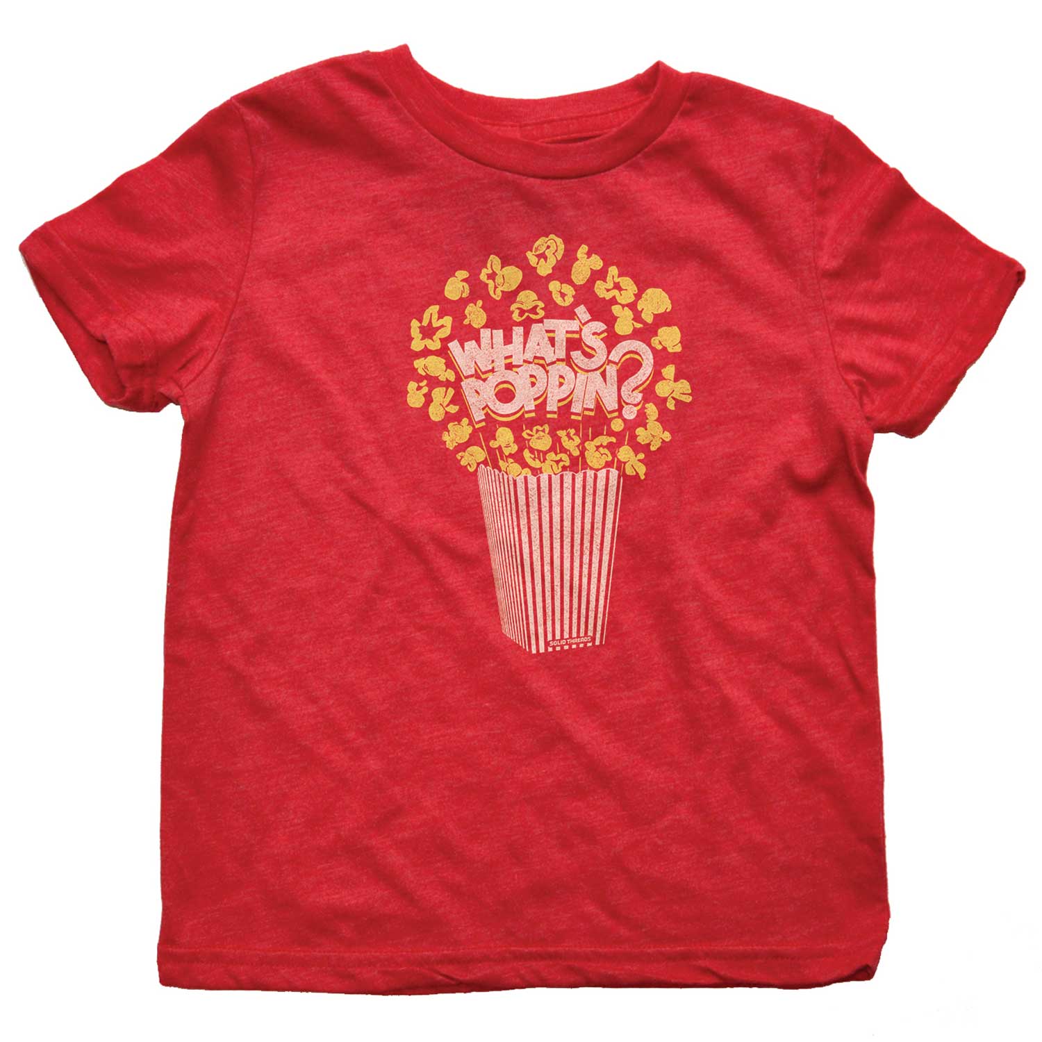 Kids What's Poppin Funny Carnival Food Graphic T-Shirt | Cute Retro Snack Tee | Solid Threads