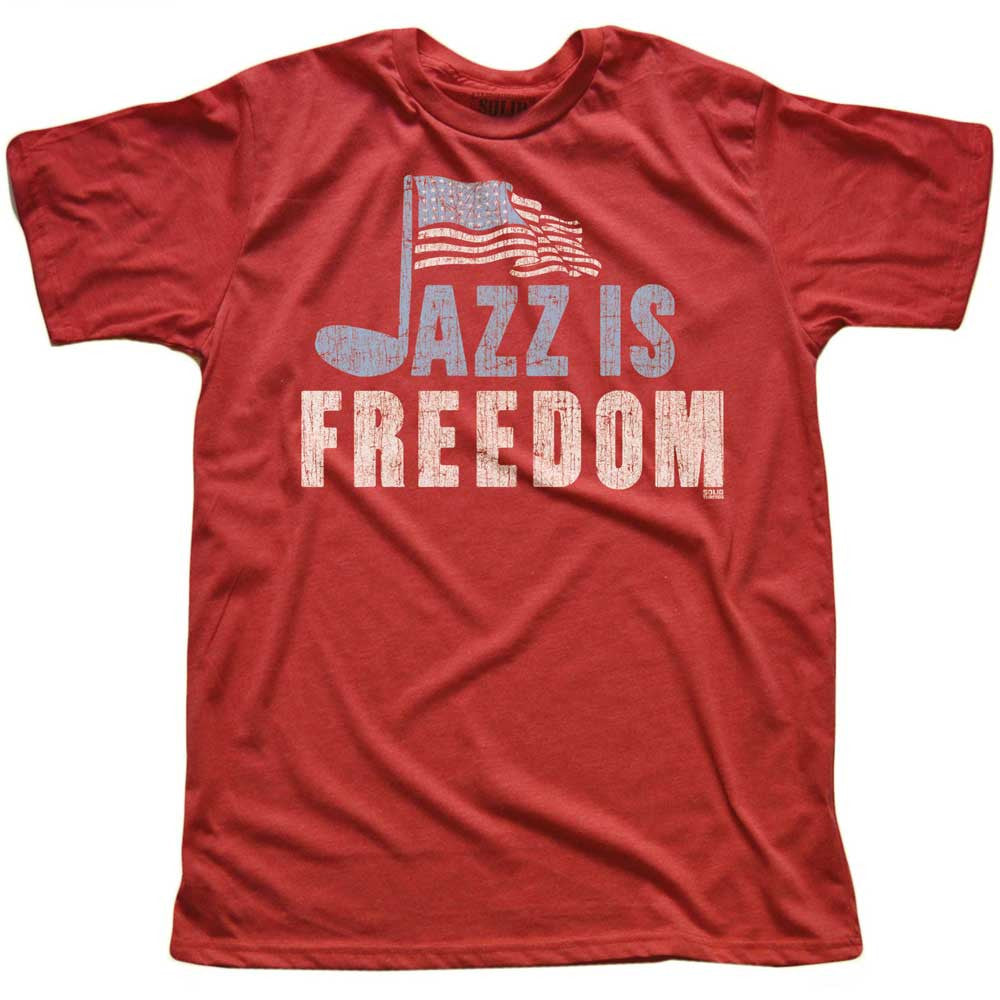 Men&#39;s Jazz Is Freedom Cool Graphic T-Shirt | Vintage Blues Music Tee | Solid Threads