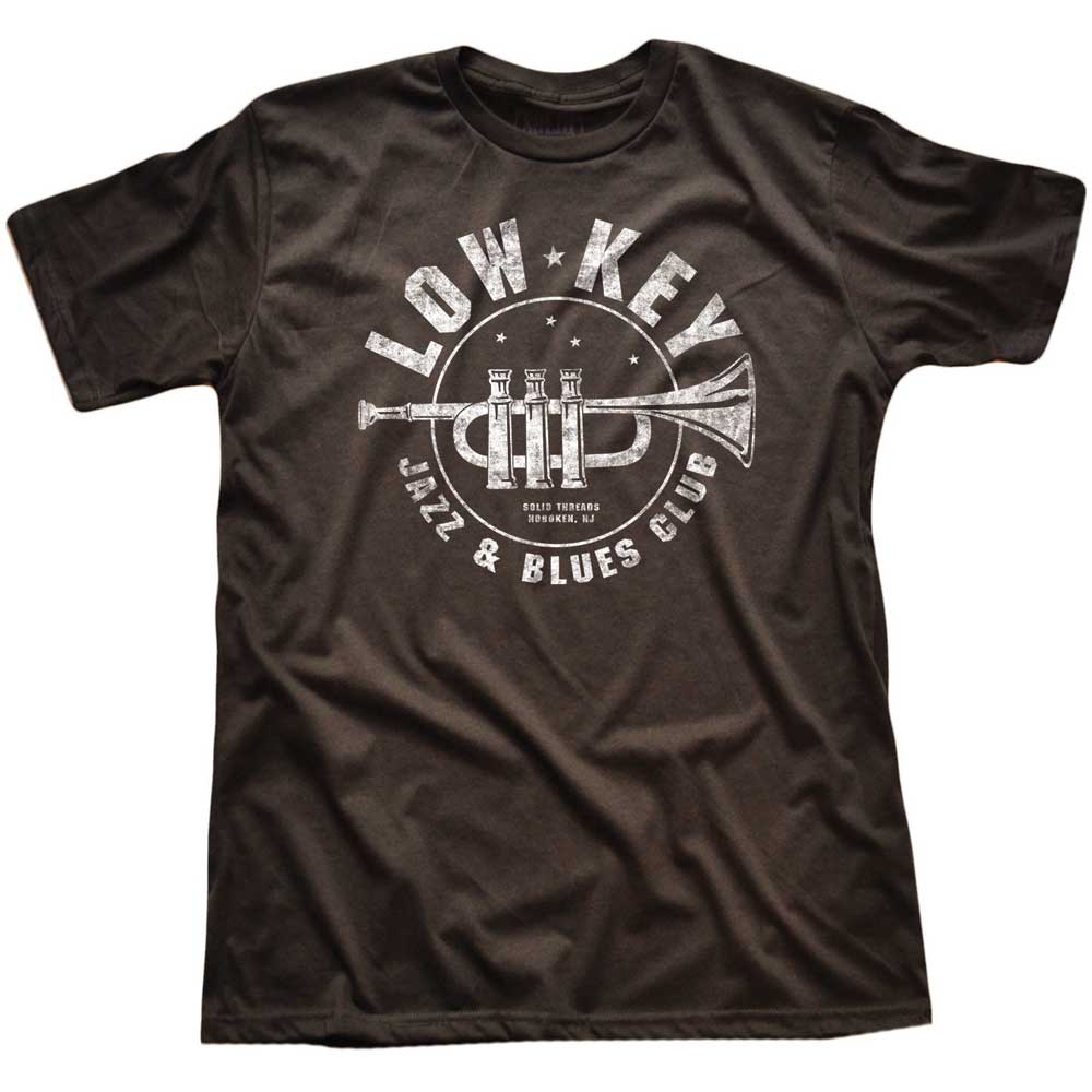 Men's Low Key Jazz And Blues Club Cool Graphic T-Shirt | Vintage Music Blackwash Tee | Solid Threads