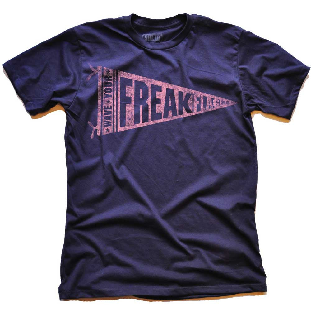 Men's Wave Your Freak Flag Cool Graphic T-Shirt | Vintage Counter Culture Tee | Solid Threads
