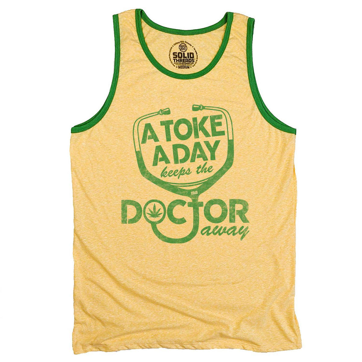 Men&#39;s A Toke A Day Keeps The Doctor Away Graphic Tank Top | Stoner Sleeveless Shirt | Solid Threads