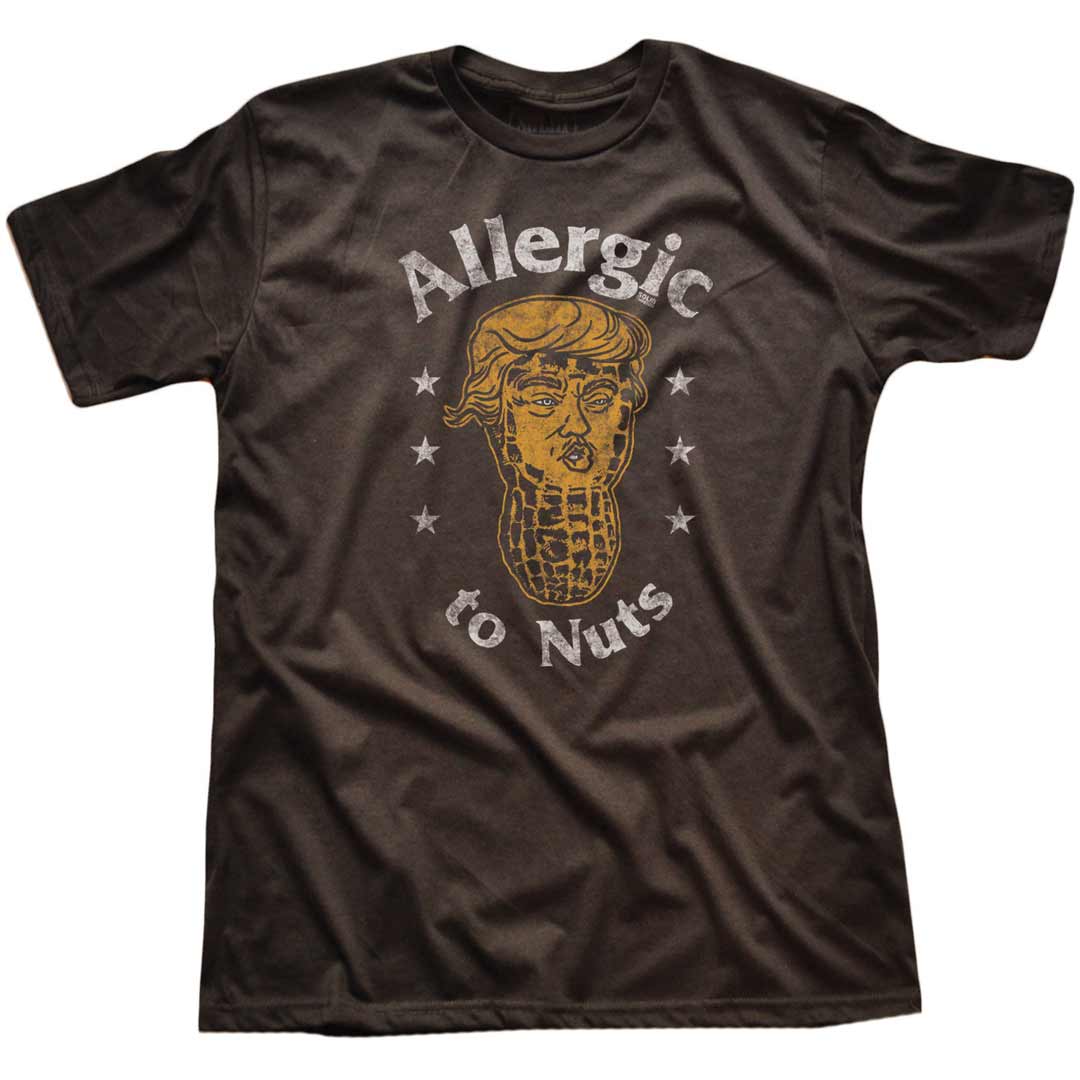 Men's Allergic To Nuts Vintage Graphic T-Shirt | Funny Anti Trump True Black Tee | Solid Threads