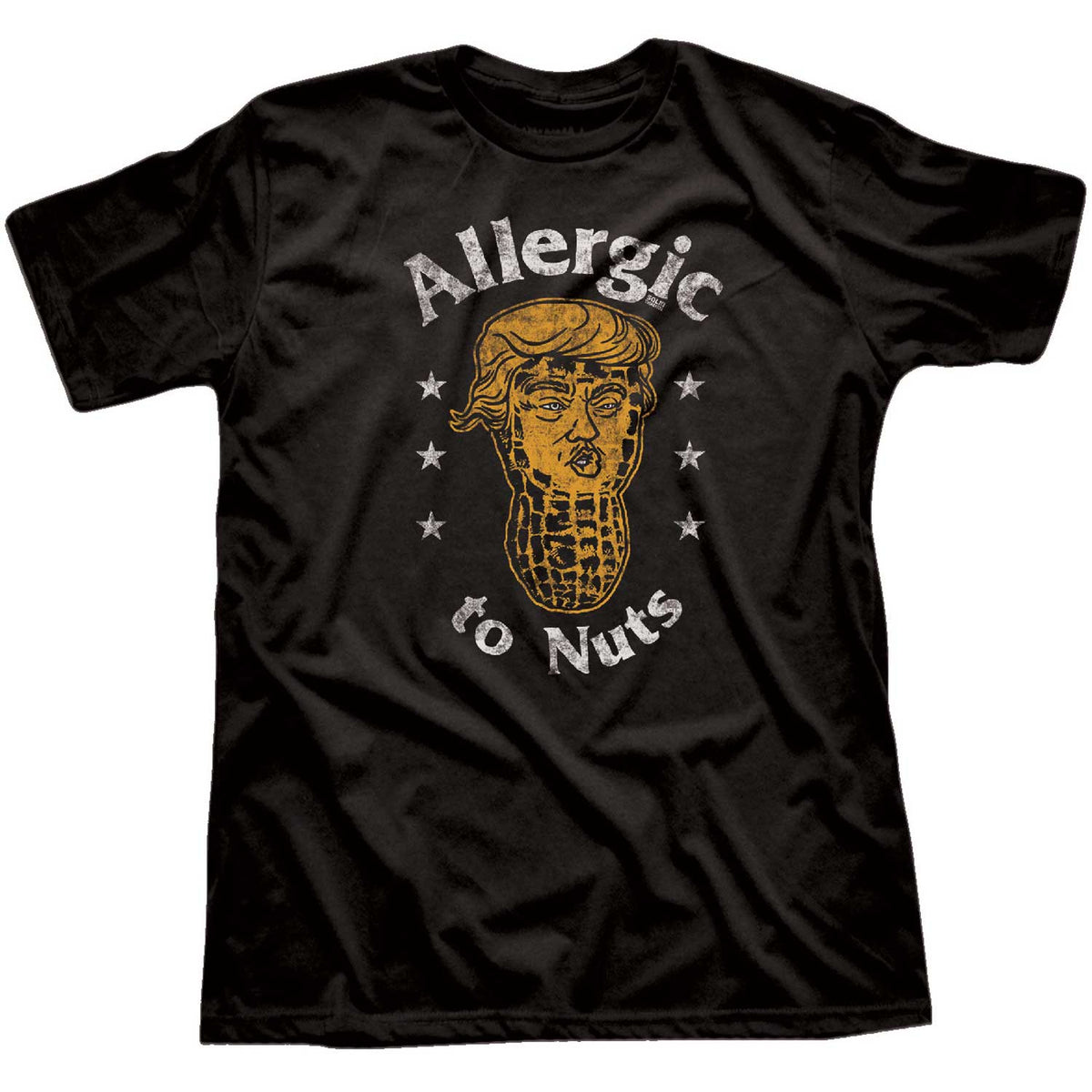 Men&#39;s Allergic To Nuts Vintage Graphic T-Shirt | Funny Anti Trump Blackwash Tee | Solid Threads