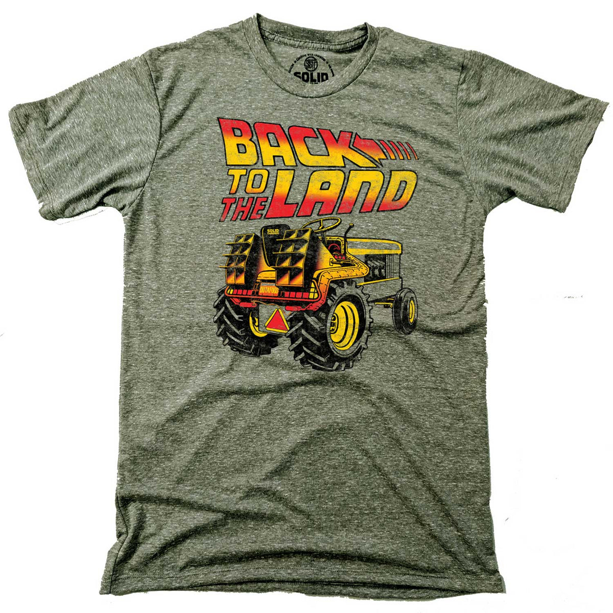 Men&#39;s Back To The Land Funny Graphic T-Shirt | Vintage Farming Triblend Tee | Solid Threads