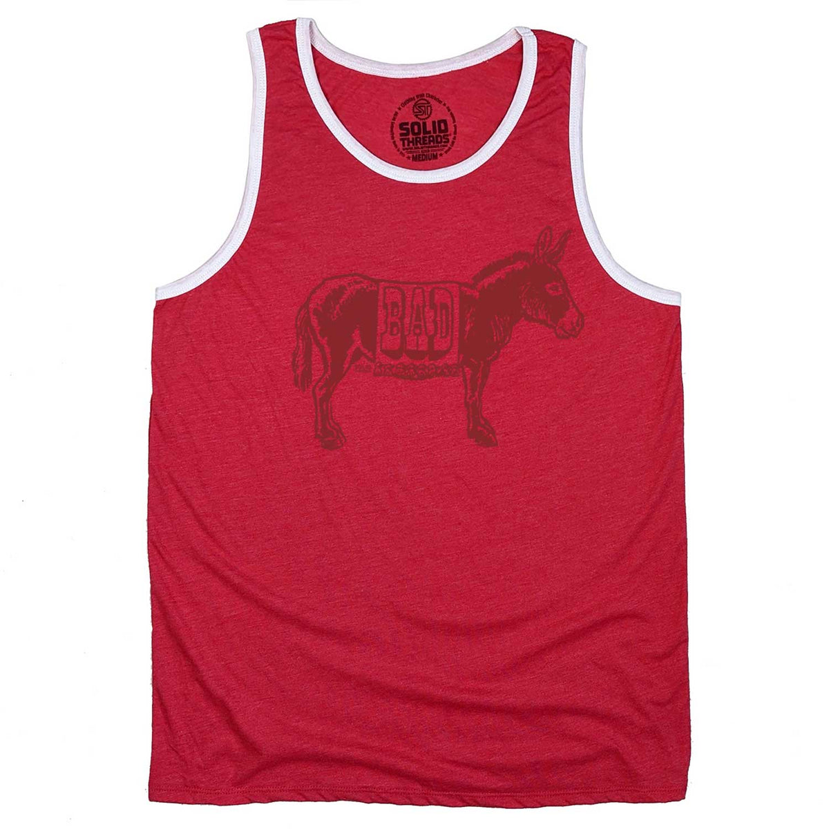 Men&#39;s Bad Ass Vintage Graphic Tank Top | Funny Donkey T-shirt | Solid Threads