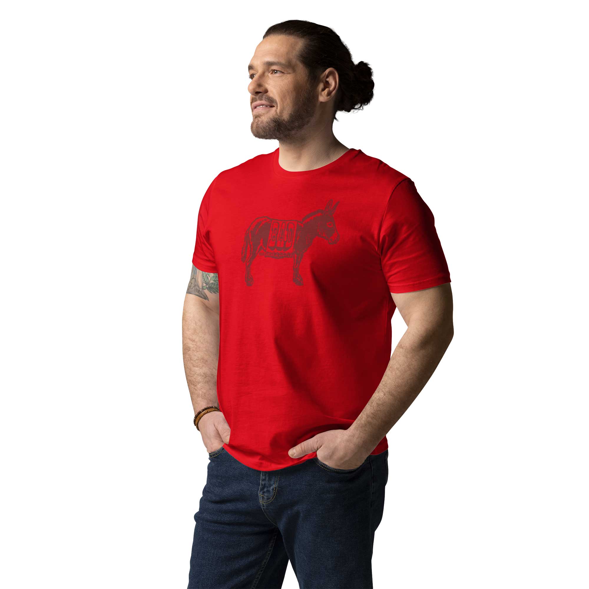 Men's Bad Ass Vintage Graphic Tee | Funny Donkey Organic Cotton T-Shirt - Solid Threads