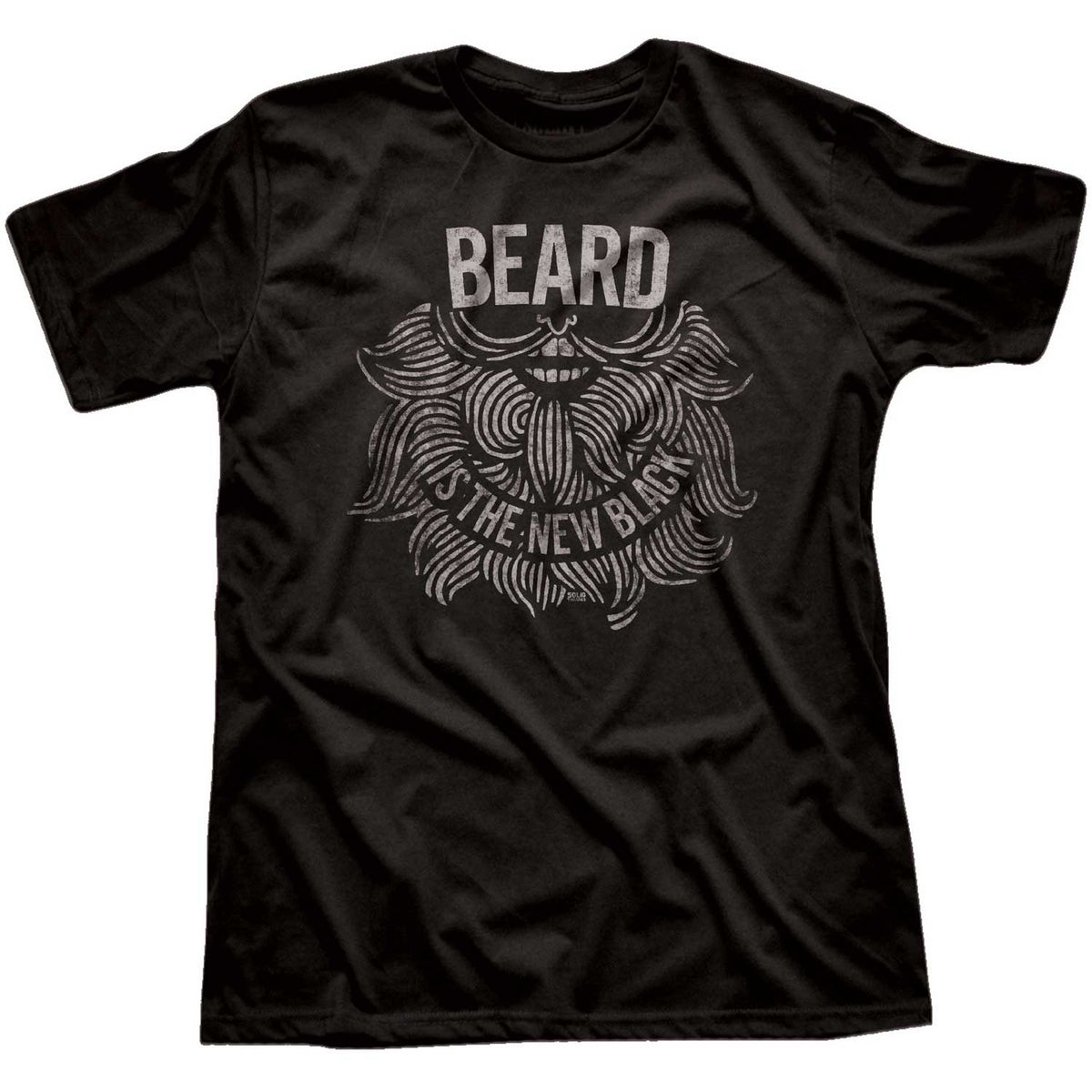 Men&#39;s Beard Is The New Black Vintage True Black Graphic T-Shirt | Funny Hipster Tee | Solid Threads