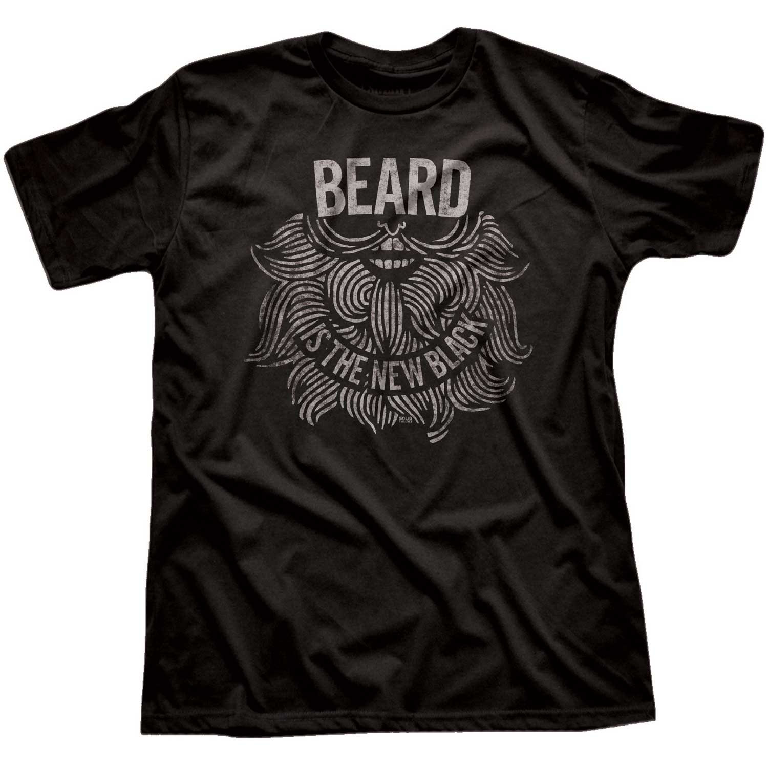 Men's Beard Is The New Black Vintage True Black Graphic T-Shirt | Funny Hipster Tee | Solid Threads