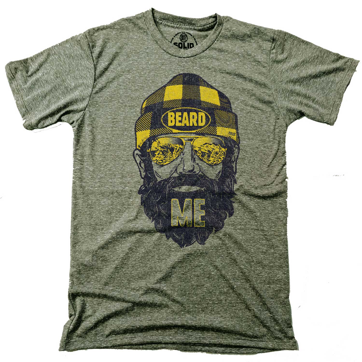 Men's Beard Me Vintage Graphic T-Shirt | Funny Hipster Triblend Tee | Solid Threads