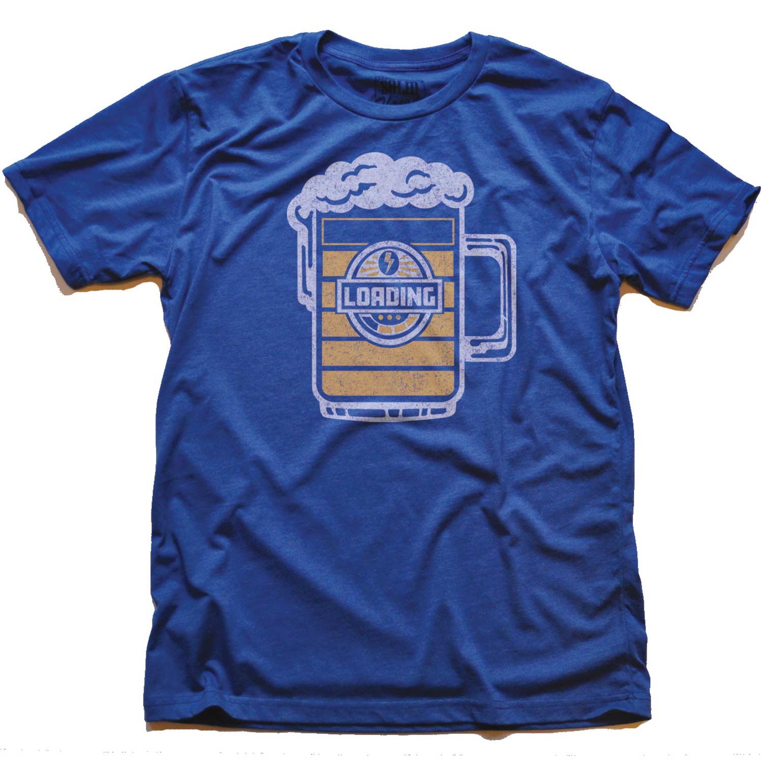 Men's Beer Loading Vintage Another Round Graphic T-Shirt | Funny Drinking Tee | Solid Threads