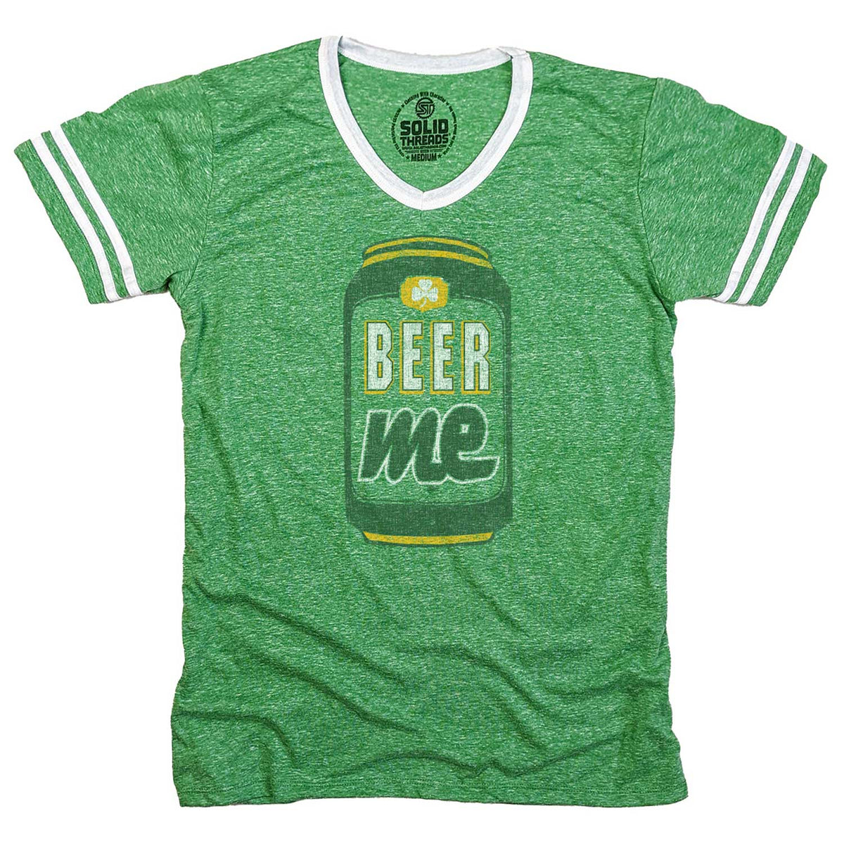 Men&#39;s Beer Me Vintage Graphic V-Neck Tee | Funny Drinking T-shirt | Solid Threads
