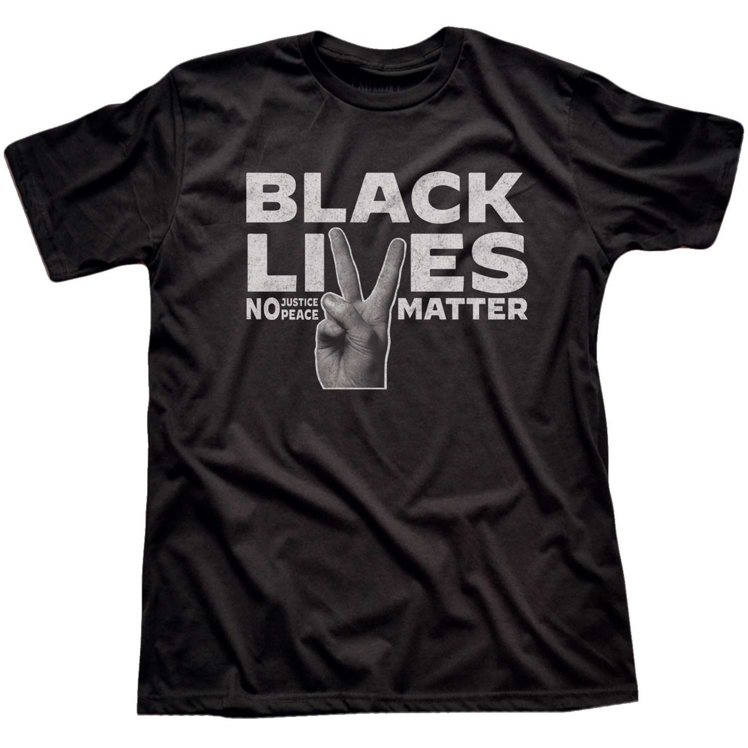 Men's Black Lives Matter Peace Fingers Vintage Inspired T-shirt | Cool BLM Graphic Tee | Solid Threads
