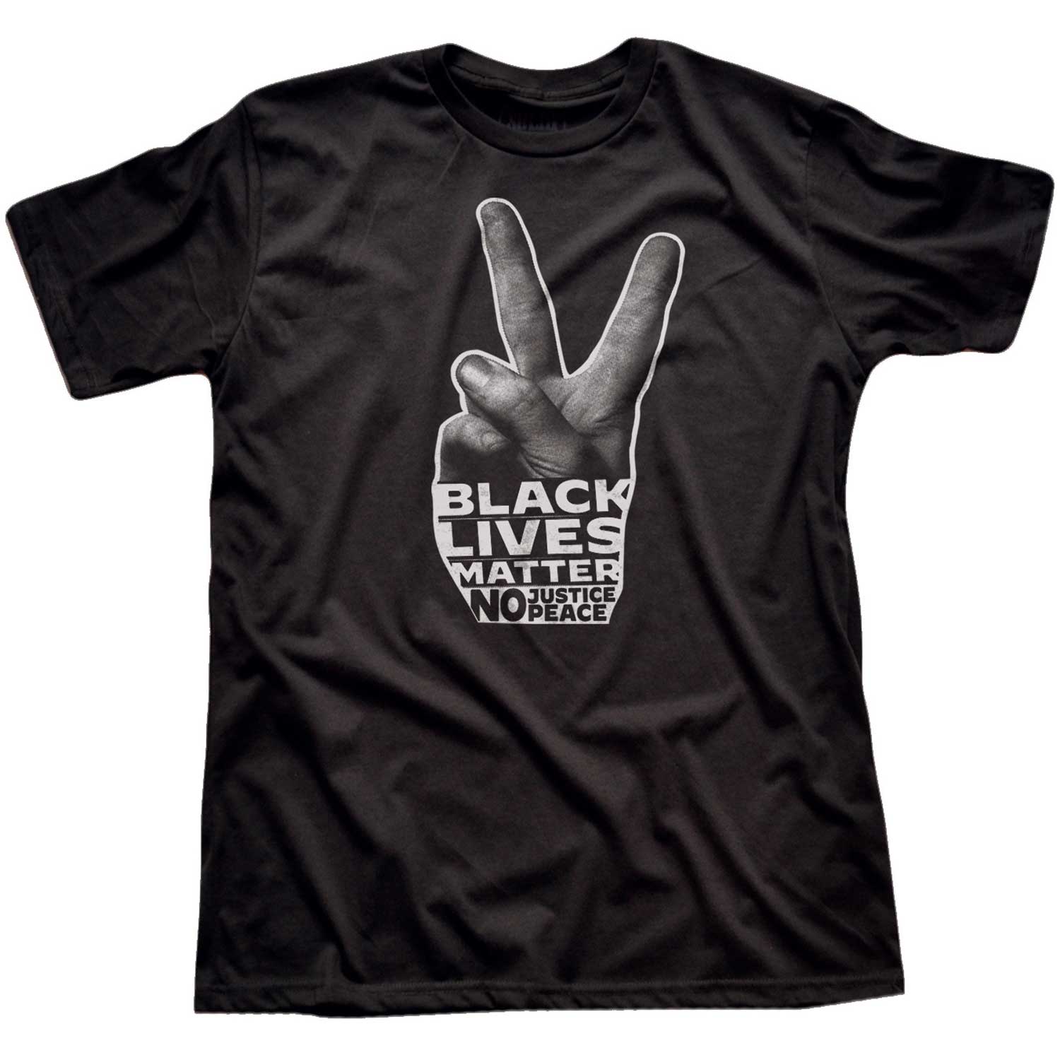 Men's Black Lives Matter Peace Hand Vintage T-shirt | Cool BLM Graphic Tee | Solid Threads