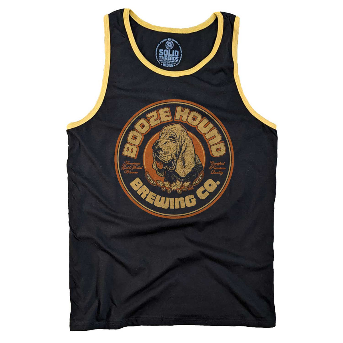 Men&#39;s Boozehound Brewing Co. Vintage Graphic Tank Top | Funny Drinking T-shirt | Solid Threads