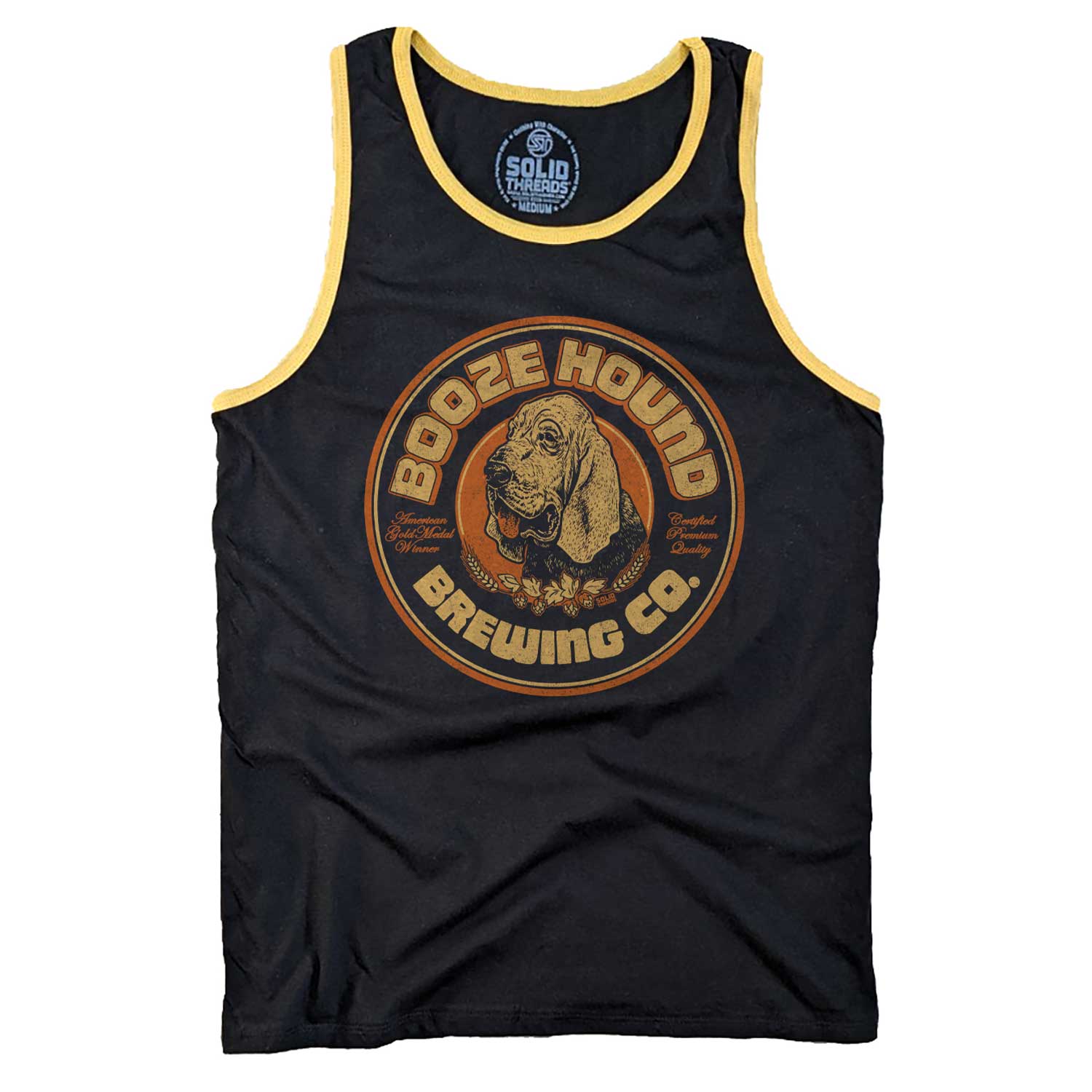 Men's Boozehound Brewing Co. Vintage Graphic Tank Top | Funny Drinking T-shirt | Solid Threads