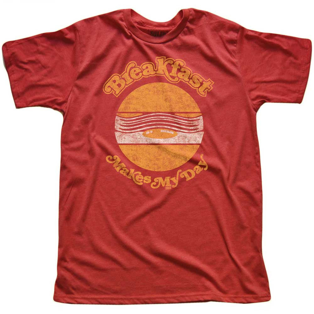 Men's Breakfast Makes My Day Vintage Foodie Graphic T-Shirt | Funny Early Riser Tee | Solid Threads