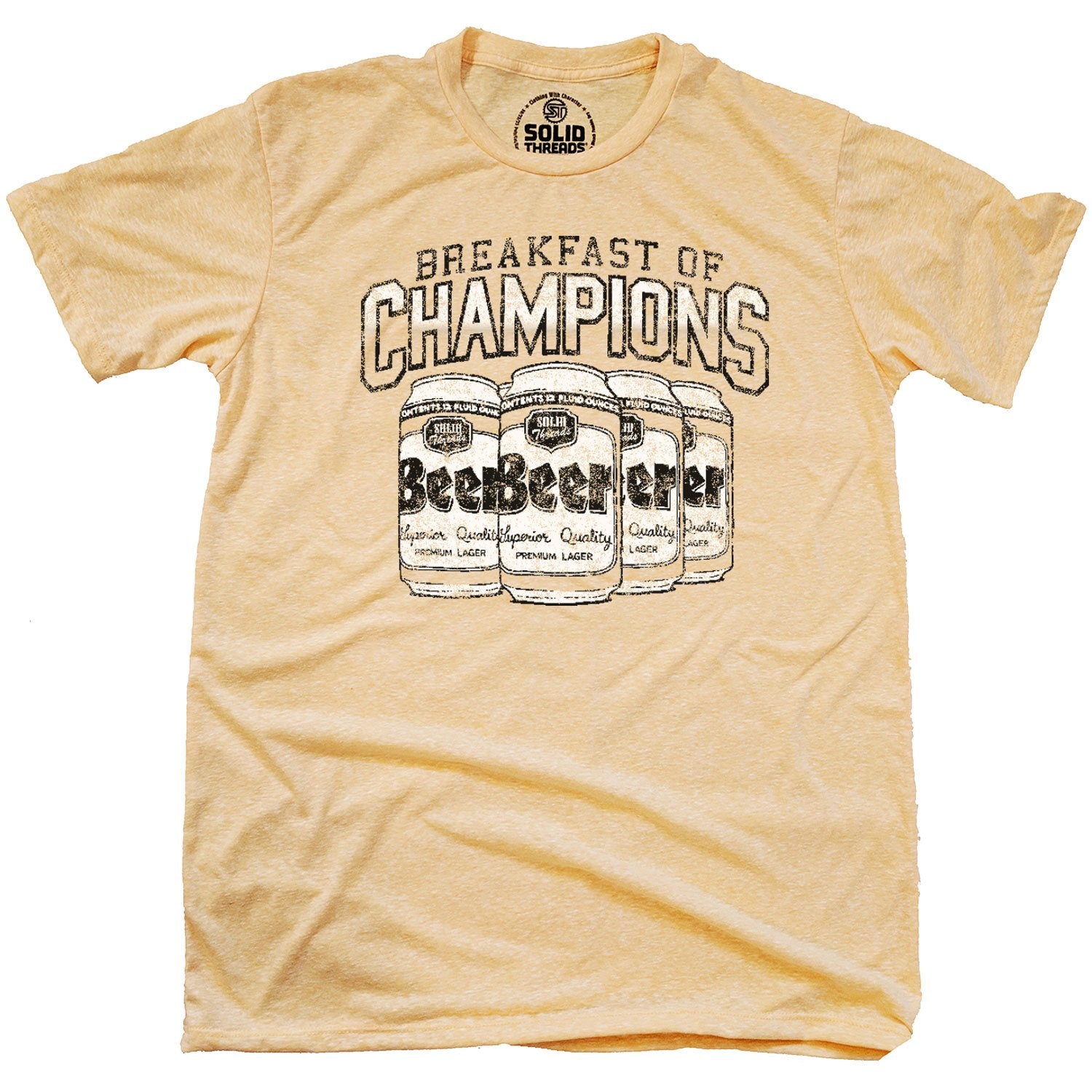 Men's Breakfast Of Champions Green Graphic T-Shirt | Funny Triblend Tee on Model | Solid Threads