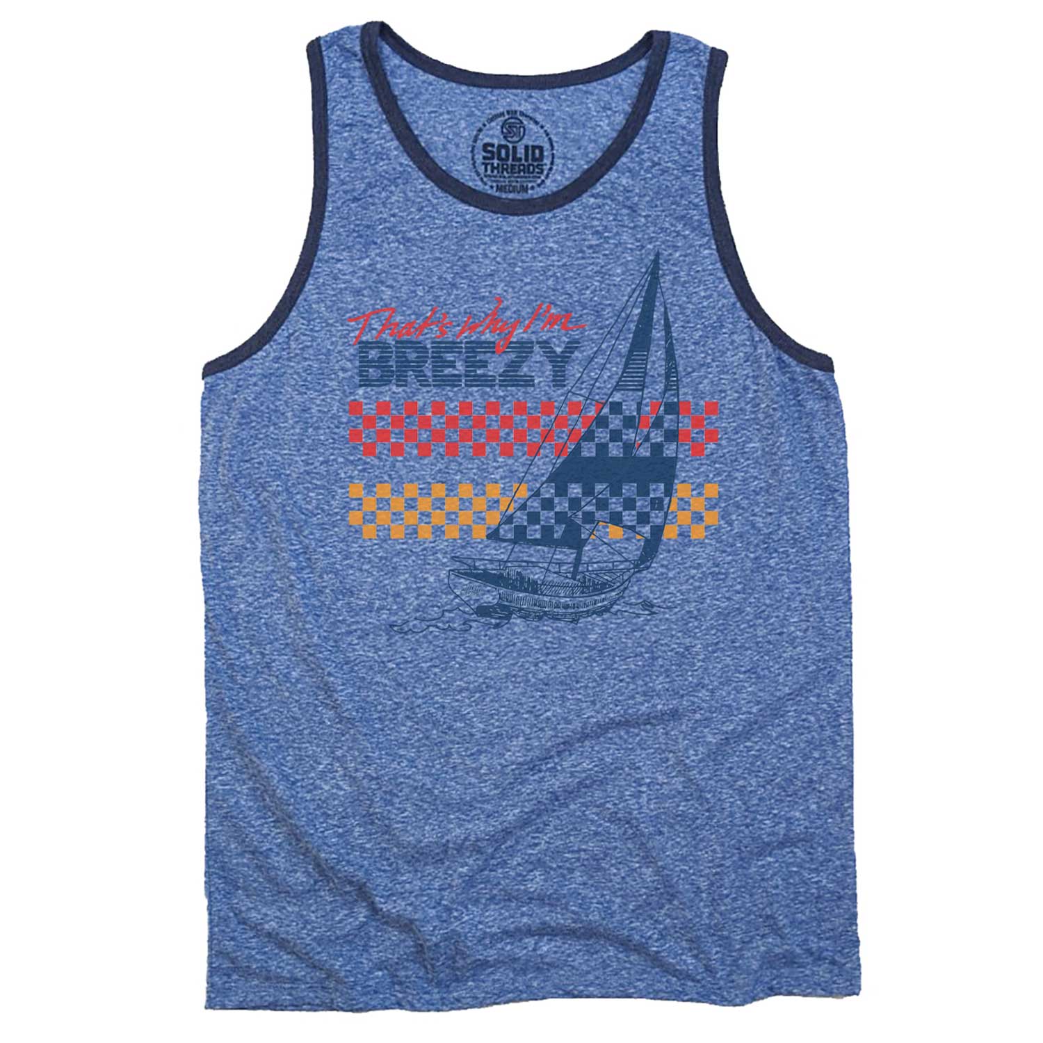 Men's That's Why I'm Breezy Graphic Tank Top | Vintage Sailing Sleeveless T-shirt | Solid Threads