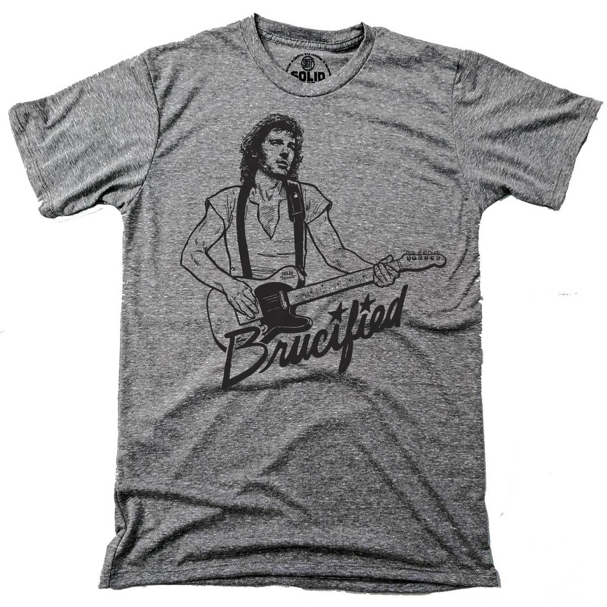 Men&#39;s Brucified Cool Music Graphic T-Shirt | Vintage Bruce Springstein Tee | Solid Threads