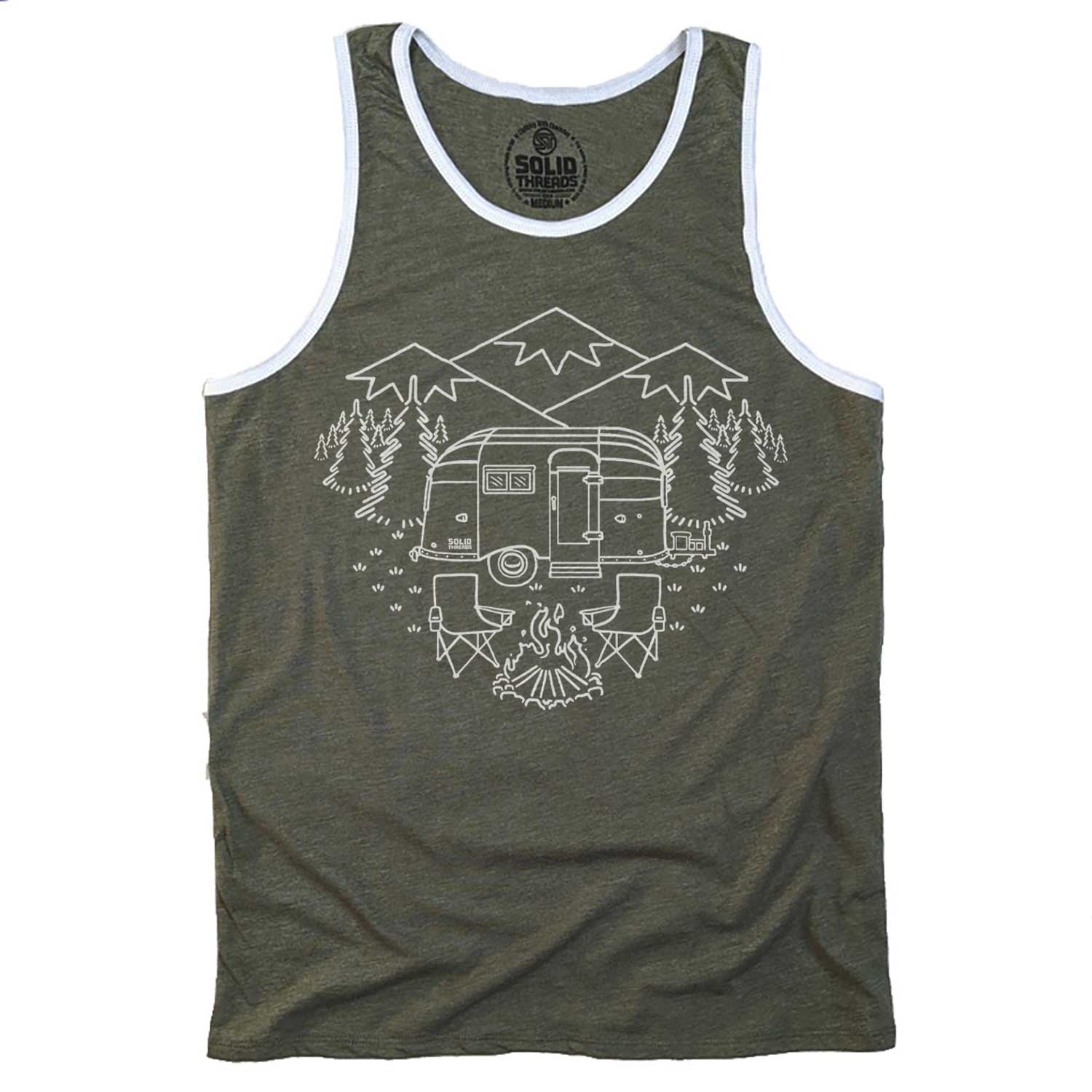 Men's Camp Site Vintage Graphic Tank Top | Cool Airstream T-shirt | Solid Threads