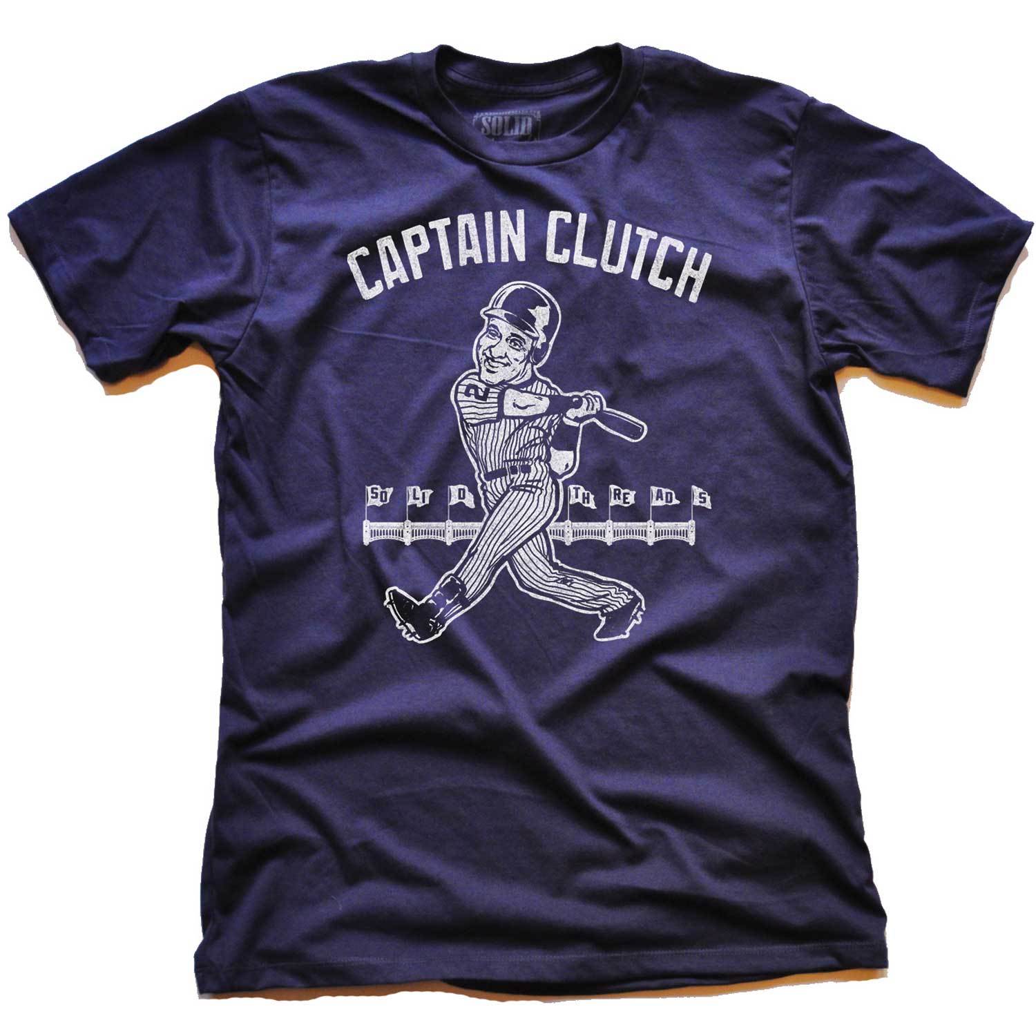 Men's Captain Clutch Cool Baseball Graphic T-Shirt | Vintage Derek Jeter Tee | Solid Threads