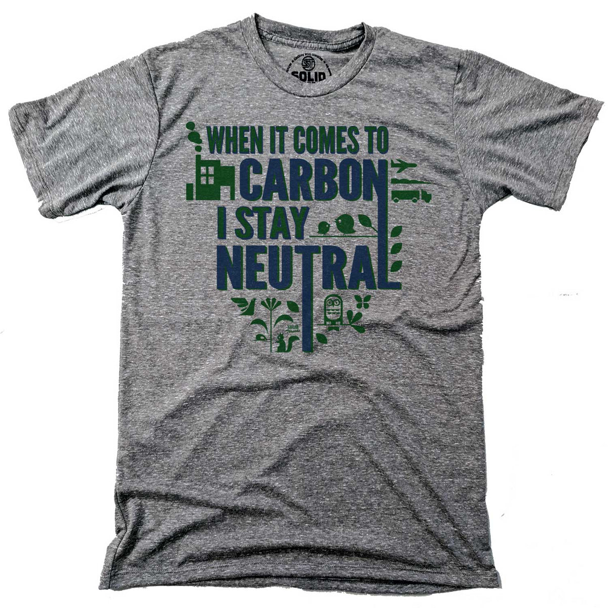 Men&#39;s Carbon I&#39;m Neutral Vintage T-shirt | Retro Environmentalism Graphic Tee | Solid Threads