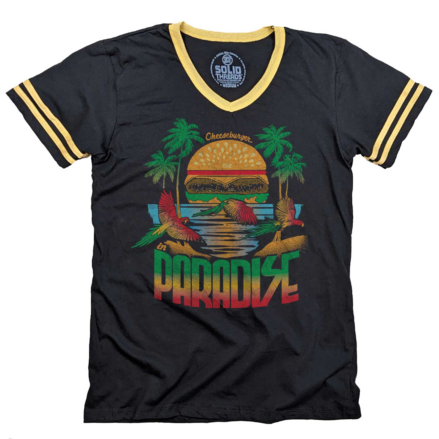 Cheeseburger in Paradise Ringer V-Neck Tee
