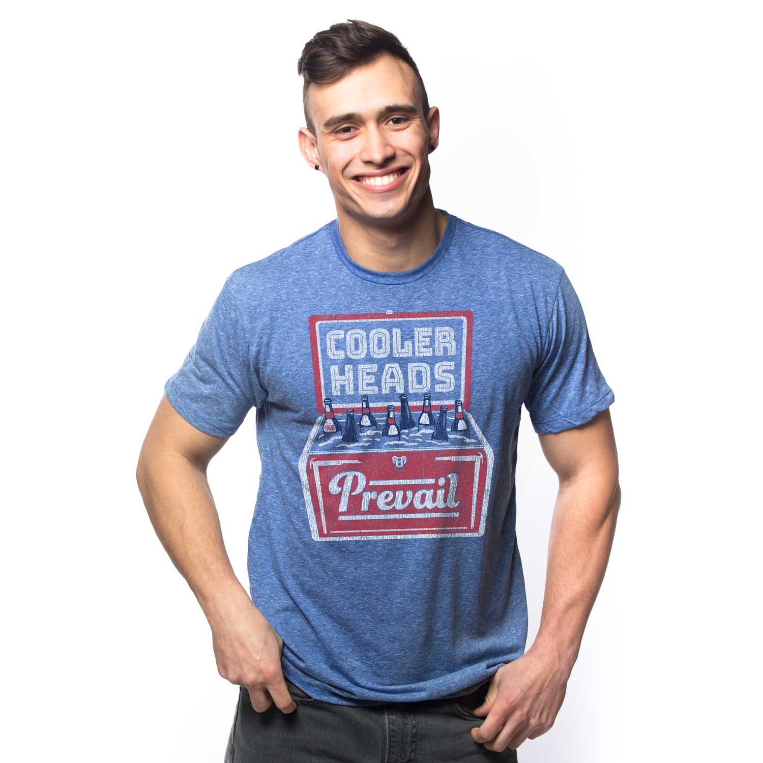 Men's Cooler Heads Prevail Vintage Graphic Tee | Retro Summer Drinking T-shirt | Solid Threads