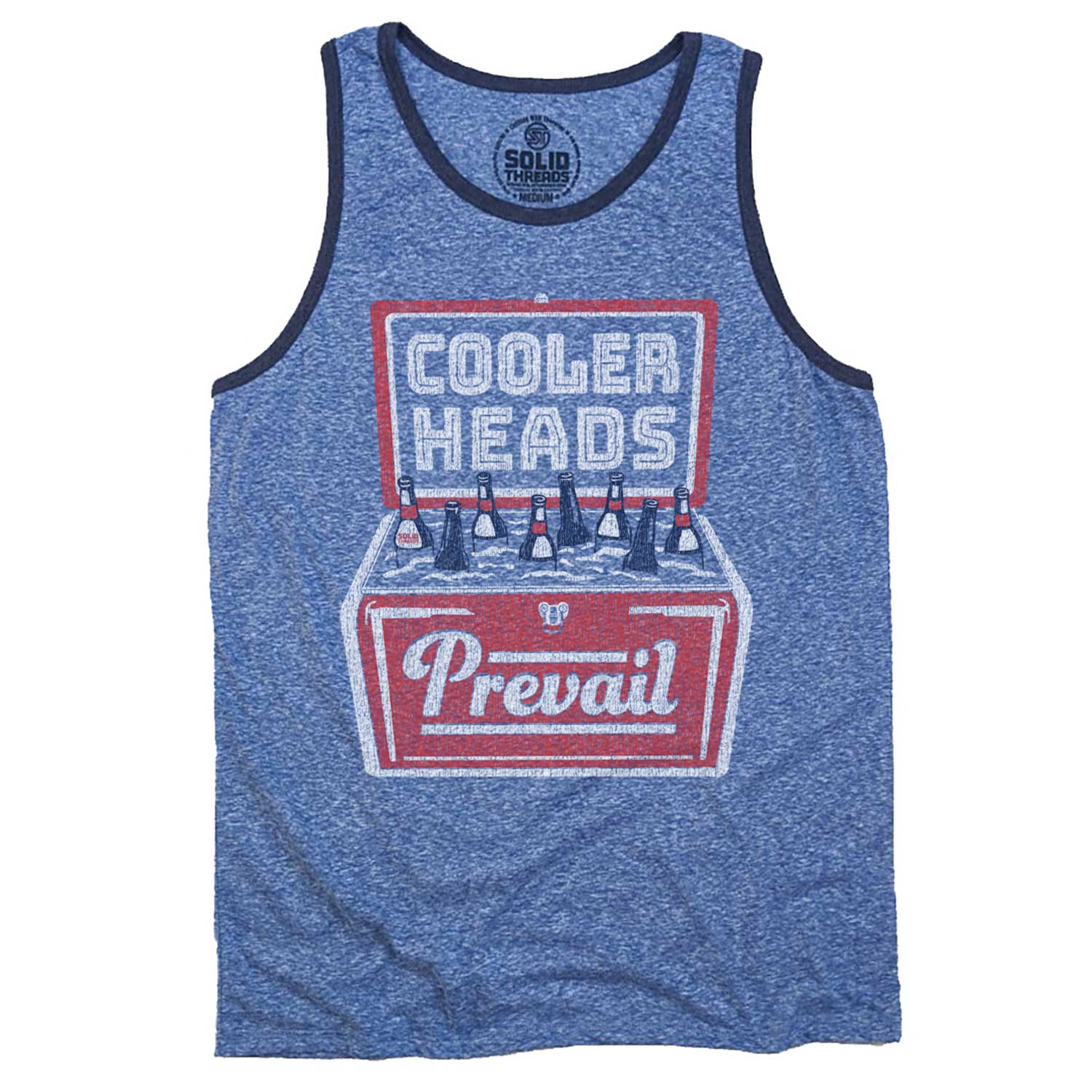 Men's Cooler Heads Vintage Graphic Tank Top | Funny Beer T-shirt | Solid Threads