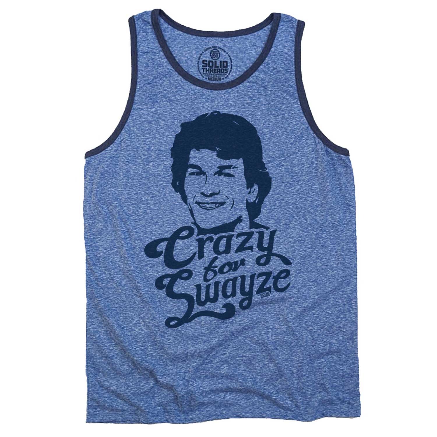 Men's Crazy for Swayze Vintage Graphic Tank Top | Funny Patrick Swayze T-shirt | Solid Threads